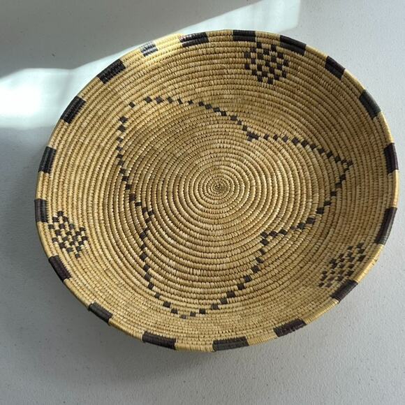 Unbranded Other - Vintage Tribal Coil Raffia Woven Basket Bowl 12.5"